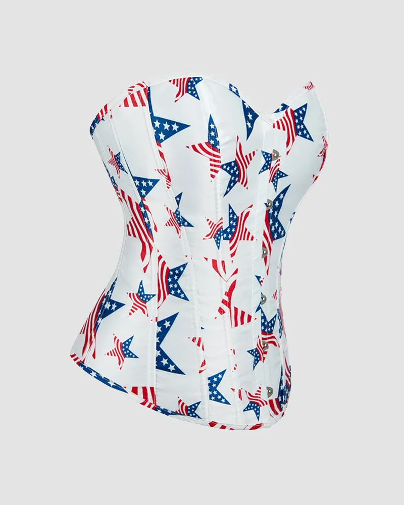 1960s 14 Bone Cotton Five-Pointed Star Corset