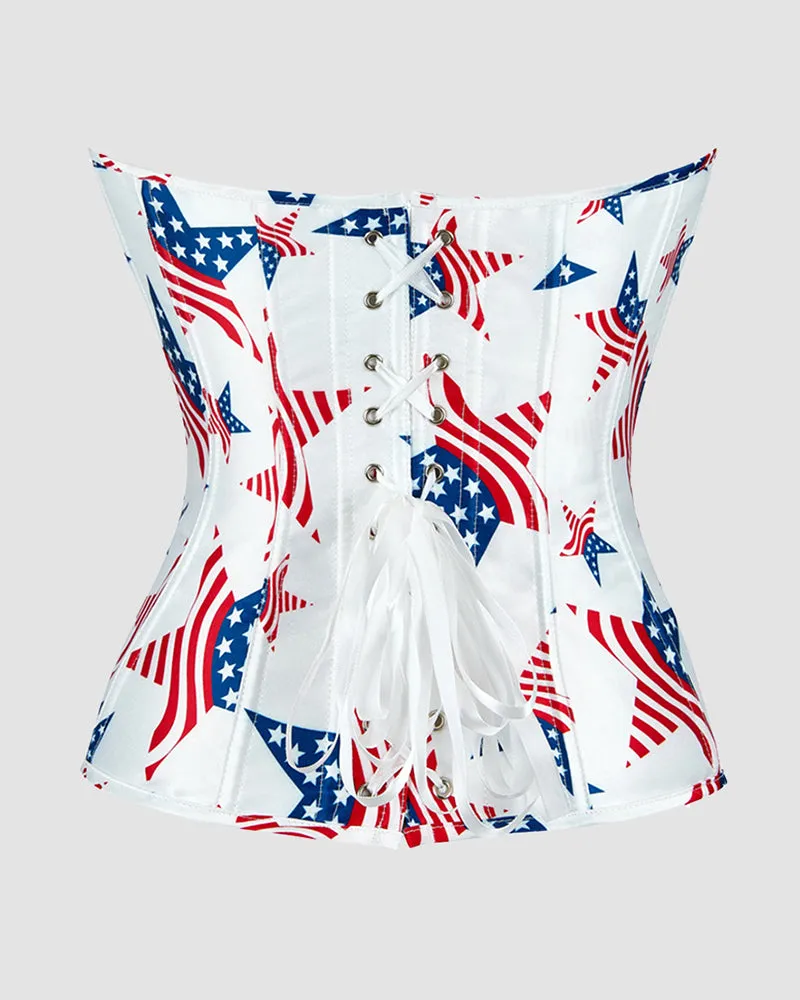 1960s 14 Bone Cotton Five-Pointed Star Corset