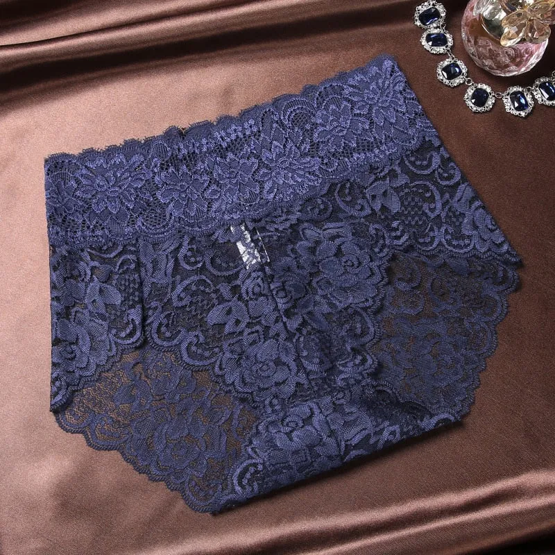 5pcs Sexy Lace Lingerie Plus Size Women Underwear Bottoms Large Seamless Panties Female Middle Waist Briefs Fancy Underpants