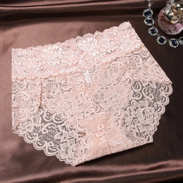 5pcs Sexy Lace Lingerie Plus Size Women Underwear Bottoms Large Seamless Panties Female Middle Waist Briefs Fancy Underpants
