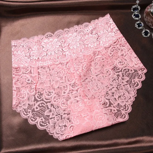 5pcs Sexy Lace Lingerie Plus Size Women Underwear Bottoms Large Seamless Panties Female Middle Waist Briefs Fancy Underpants