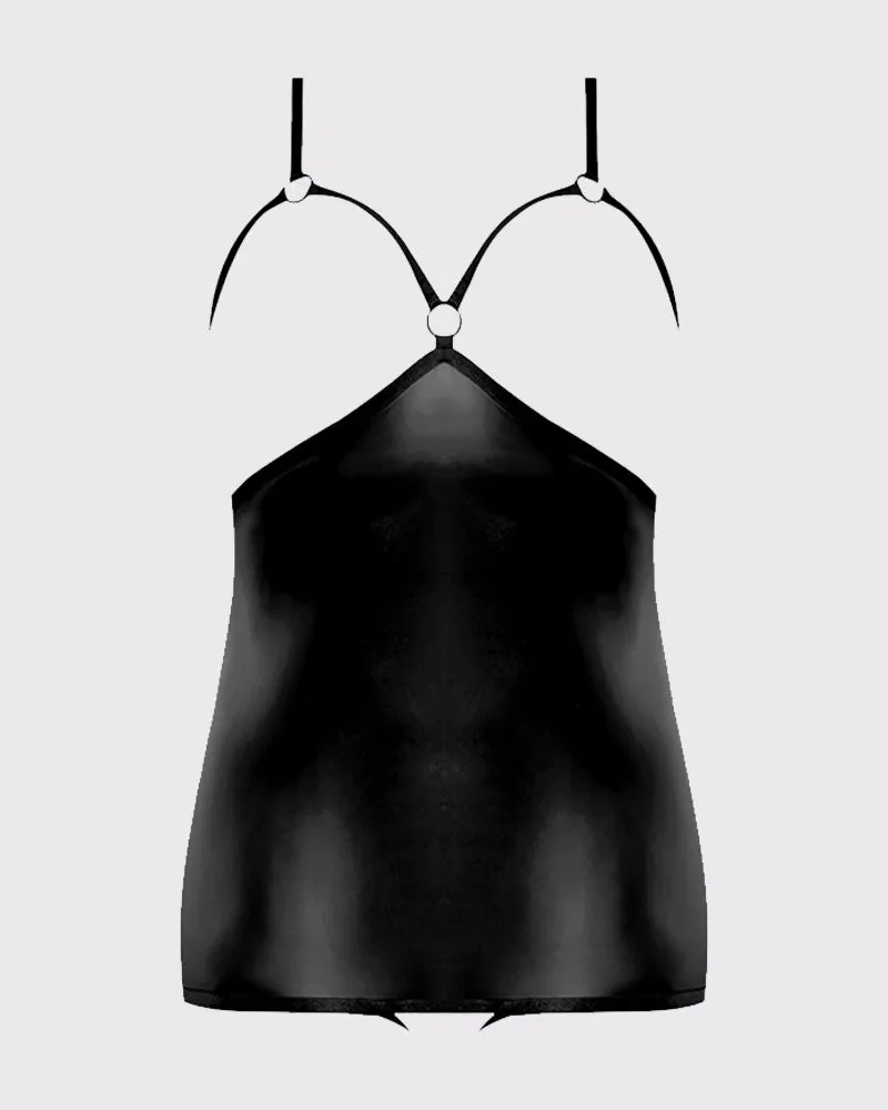 Cupless And Crotchless Leather Chemise