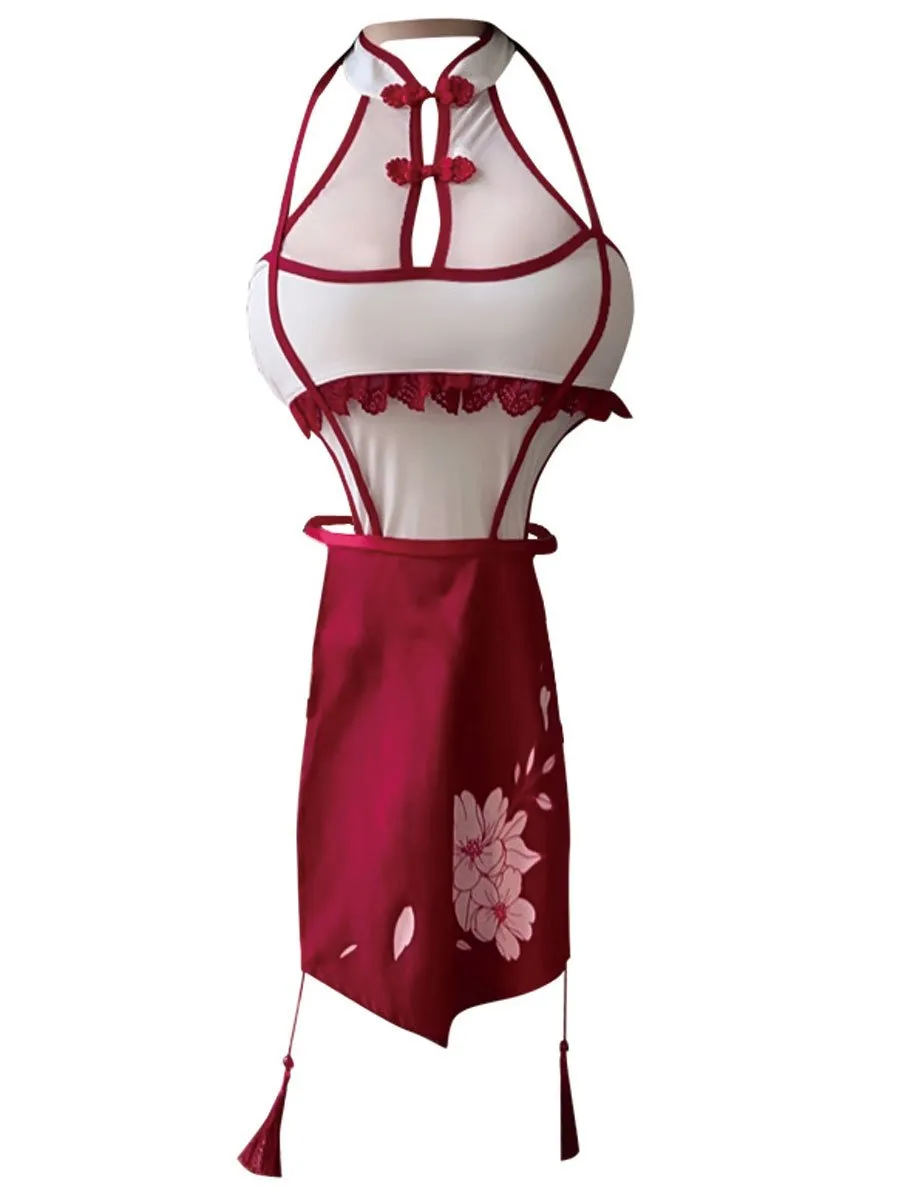 Draping High Slit Cheongsam Dress