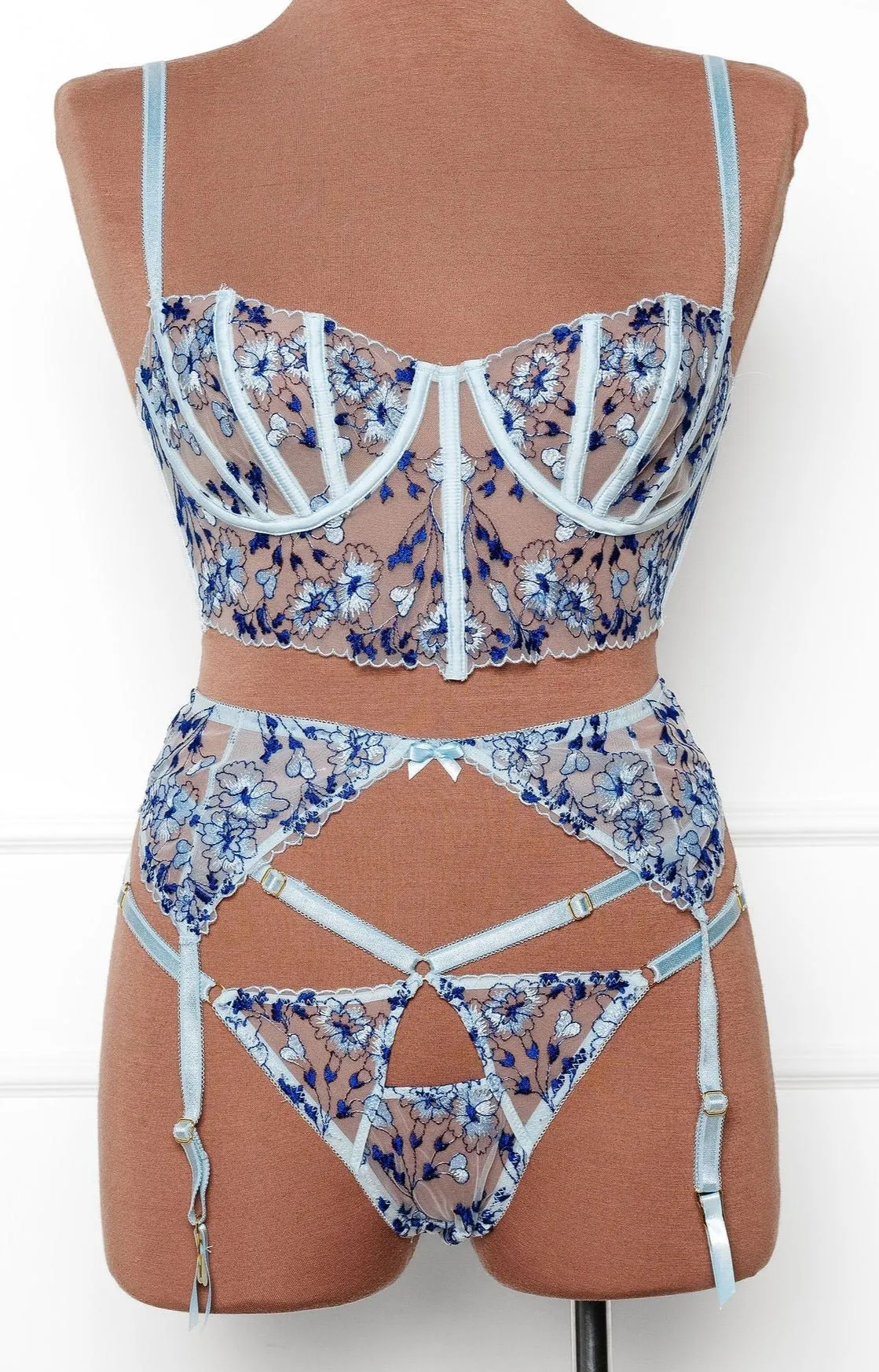 Embroidered Strappy Thong