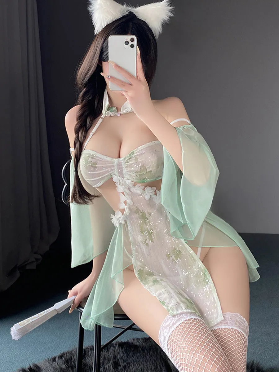 Hollow Out Floral Cheongsam Dress