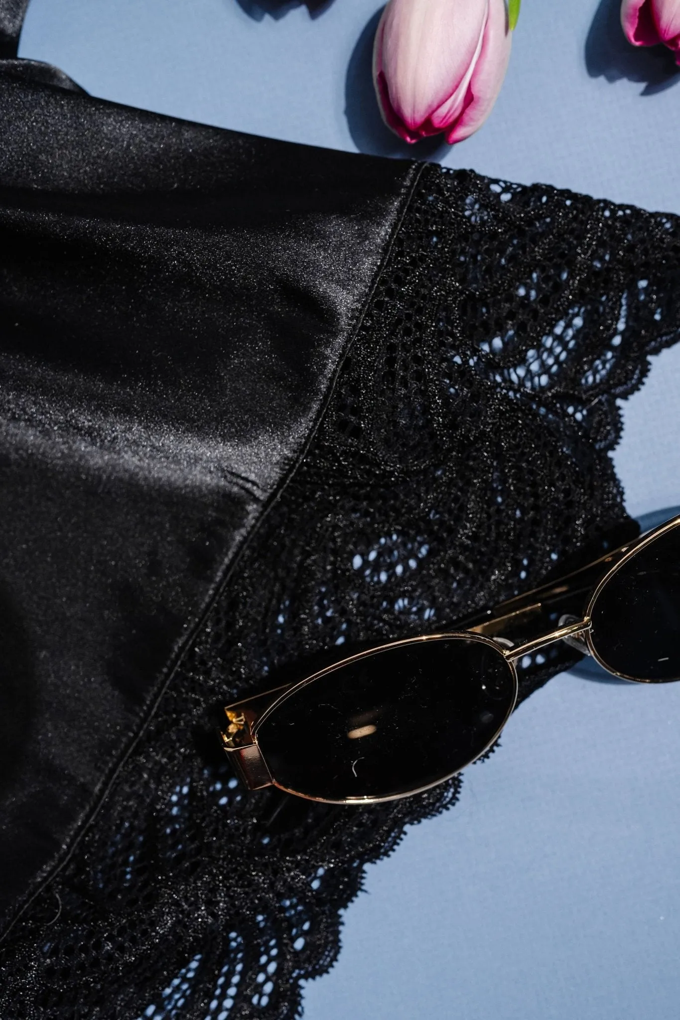 Lacy Plunge Satin Scalloped Romper - Black