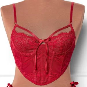 Lacy Underwire Corset - Red