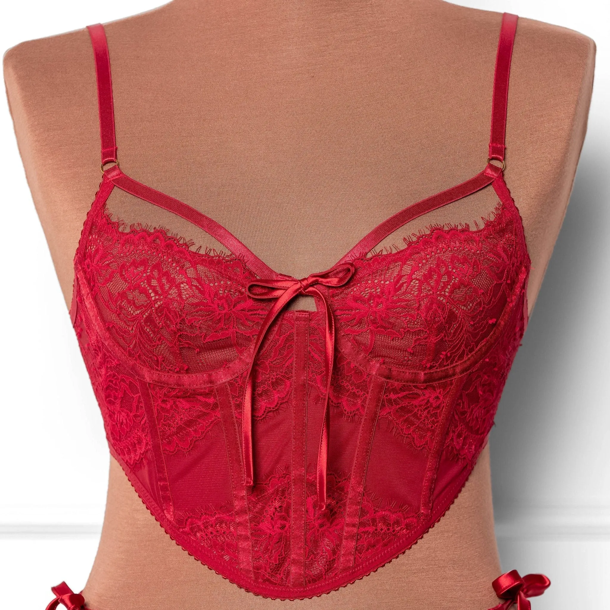 Lacy Underwire Corset - Red