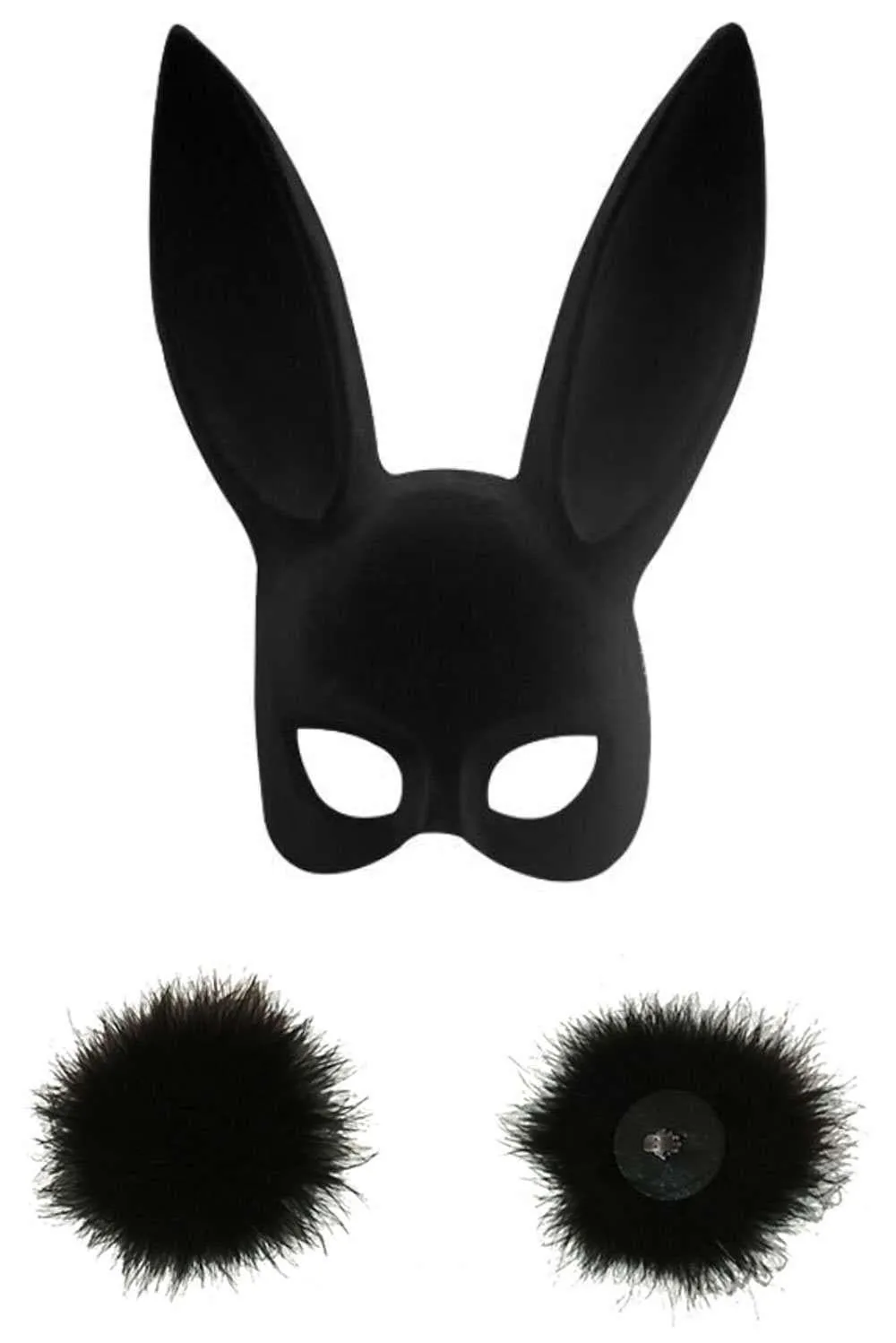 Les Ftiches Velvet Bunny Mask & Feather Tail