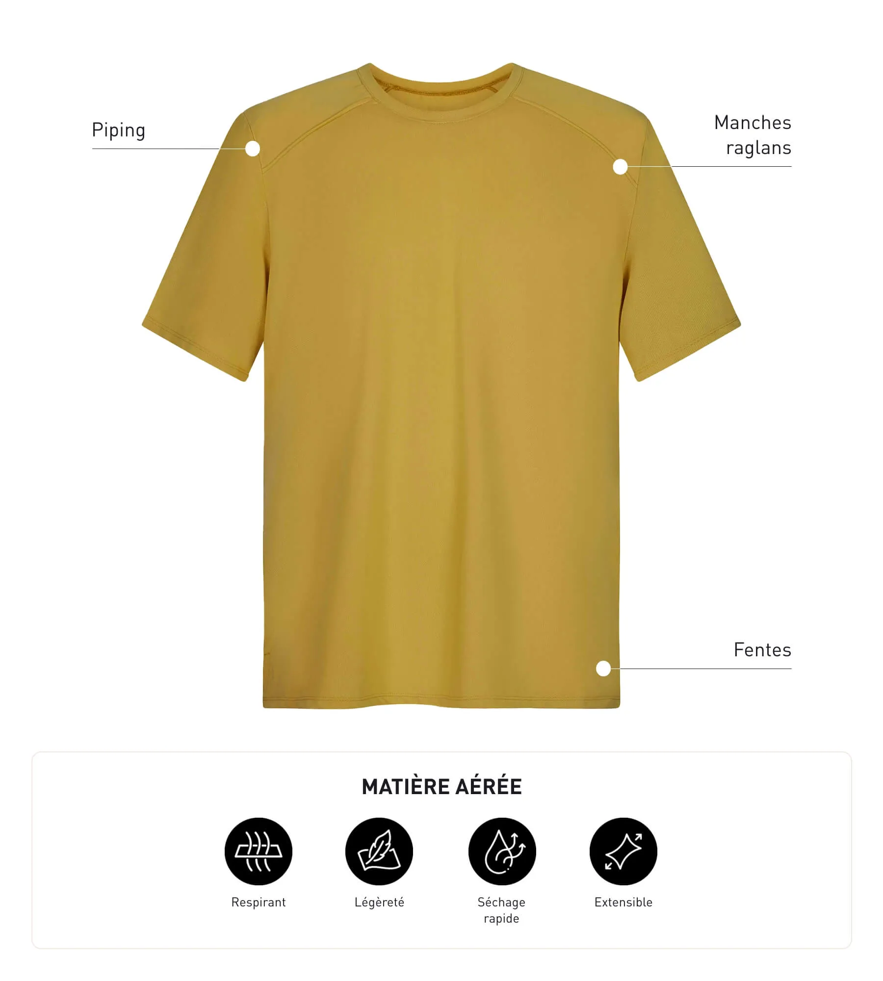 Men's sports T-shirt in breathable Olive Dim Move fabric