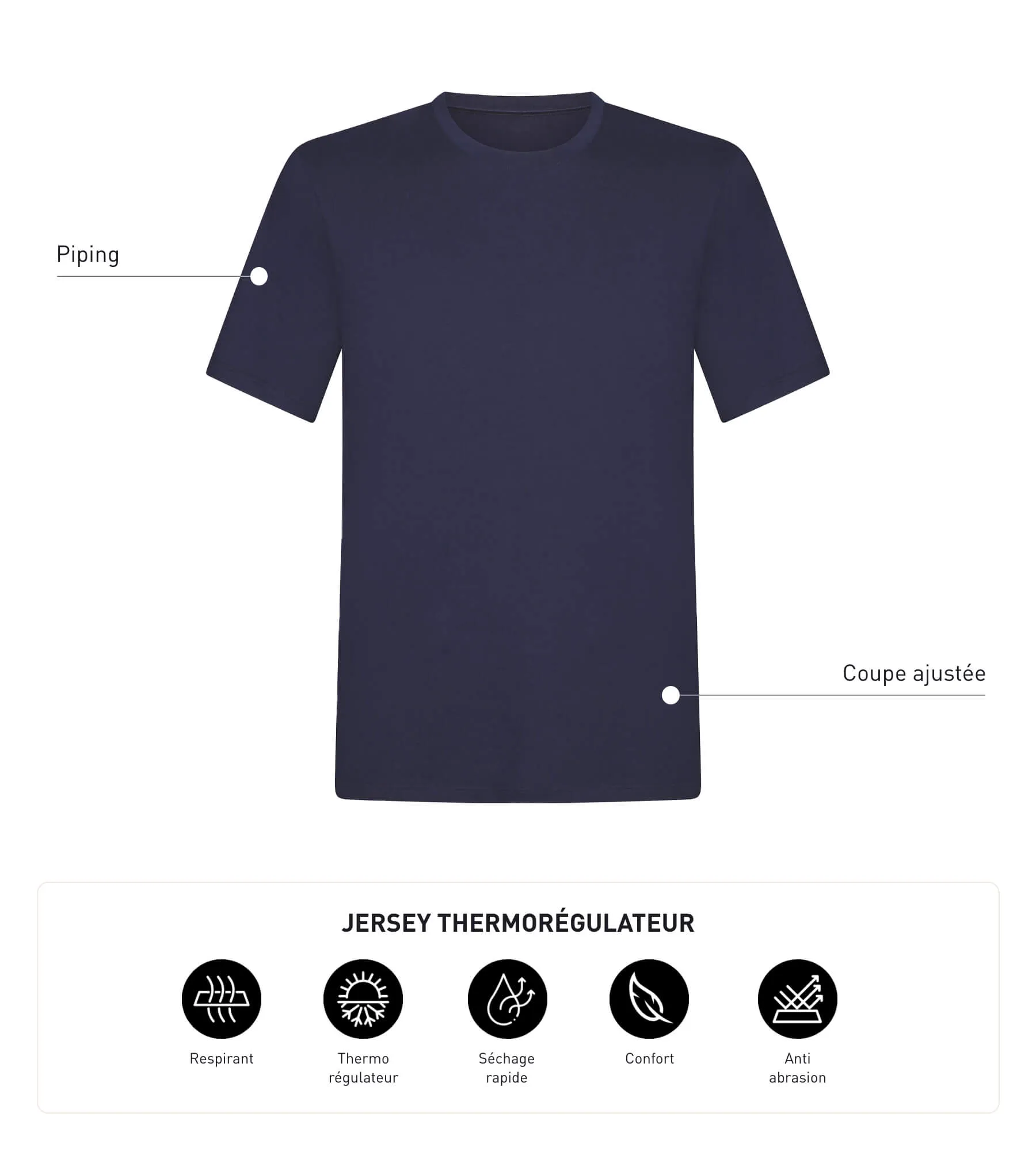 Men's thermoregulating jersey sports T-shirt Midnight Blue Dim Move