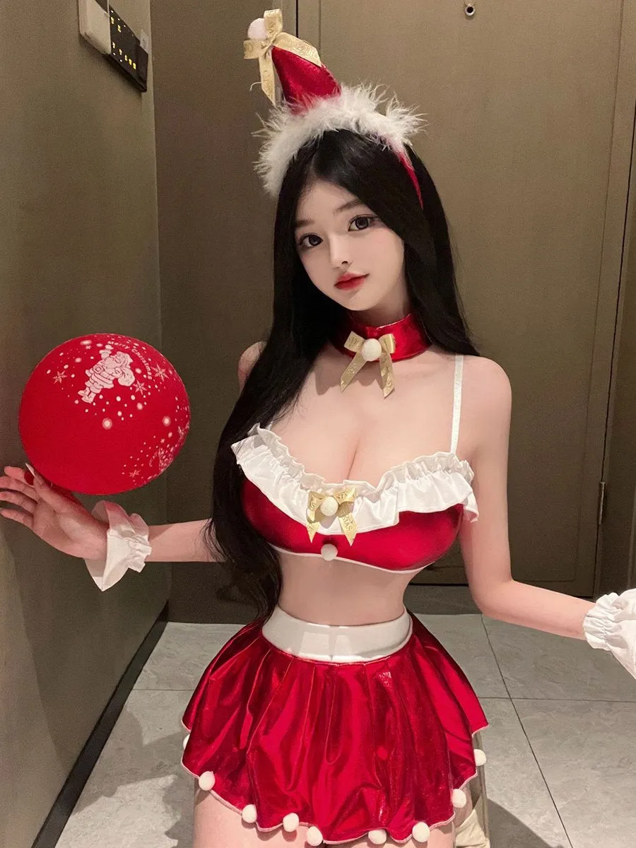 Metallic Mrs Claus Skirt Set
