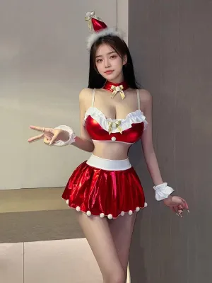 Metallic Mrs Claus Skirt Set