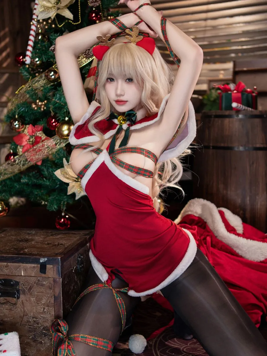 Mrs Claus Cupless Velvet Dress