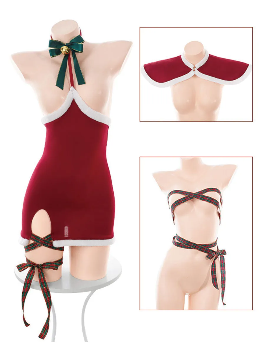 Mrs Claus Cupless Velvet Dress