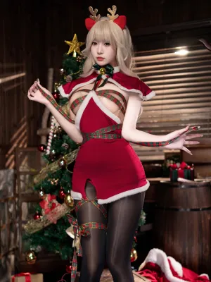 Mrs Claus Cupless Velvet Dress