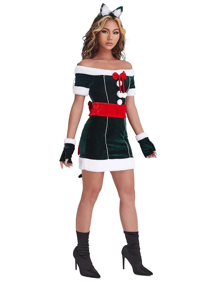 Off Shoulder Christmas Party Dress