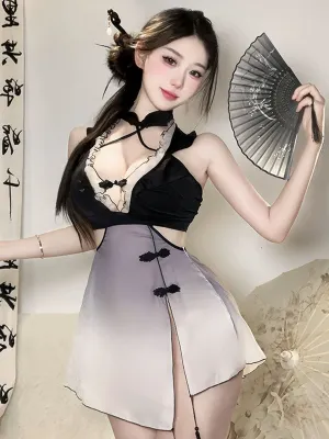 Ombr Slit Cheongsam Dress