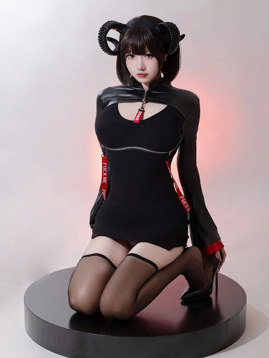 Open Cup Chinese Style Gothic Dress