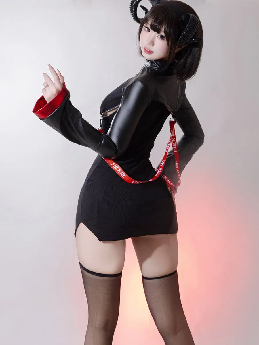 Open Cup Chinese Style Gothic Dress