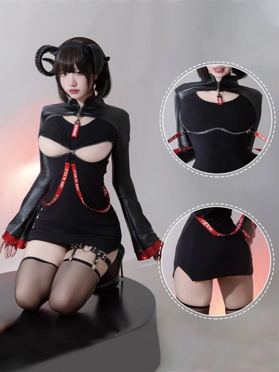 Open Cup Chinese Style Gothic Dress