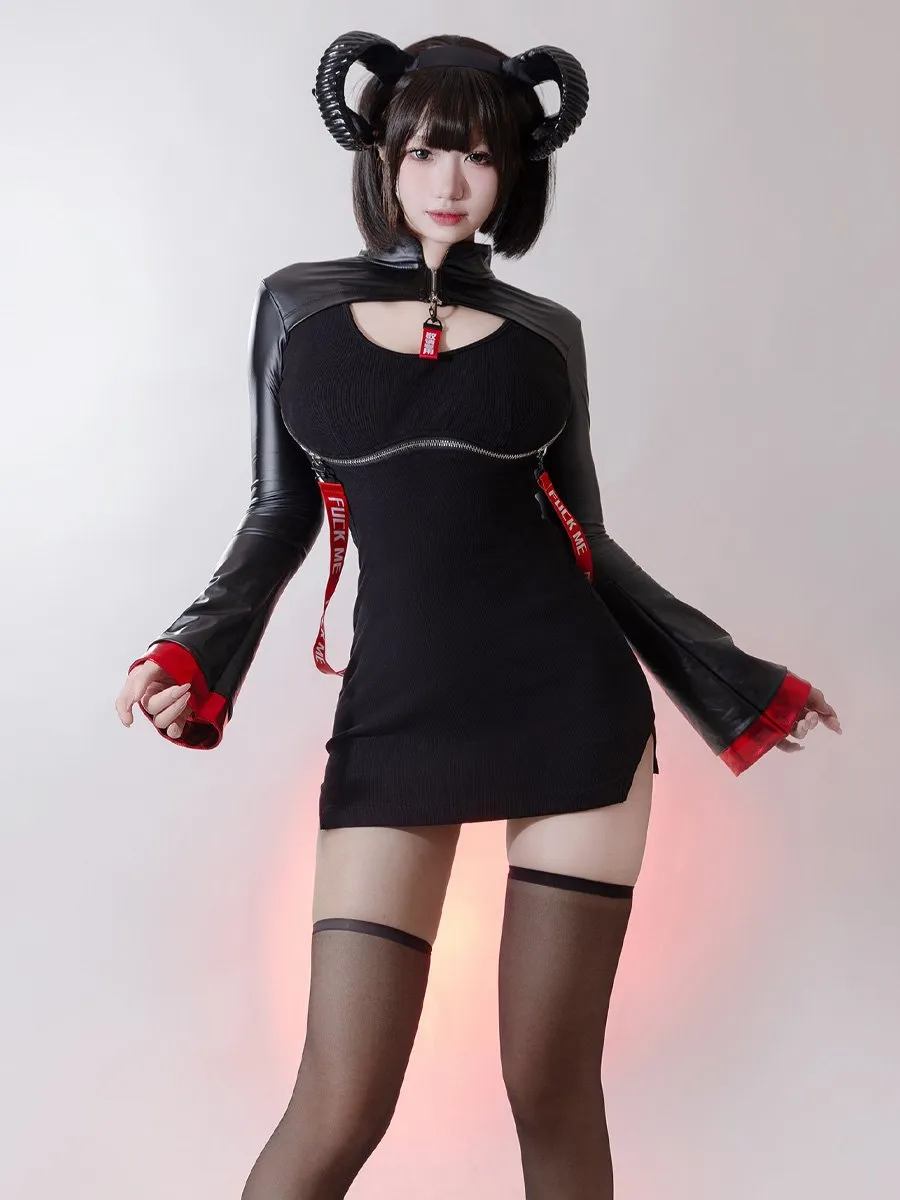 Open Cup Chinese Style Gothic Dress