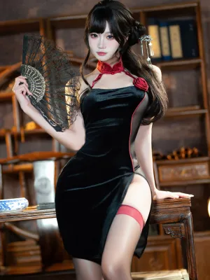 Red Rose Cheongsam Dress