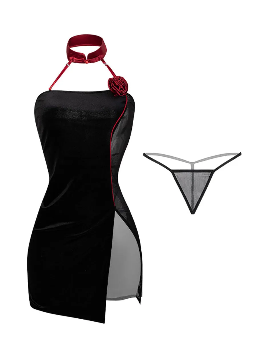 Red Rose Cheongsam Dress