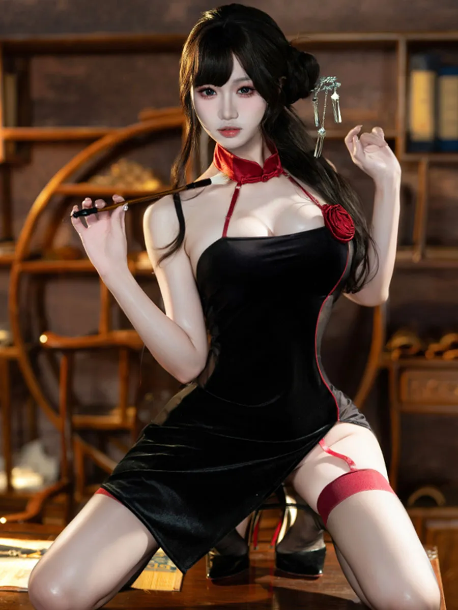 Red Rose Cheongsam Dress