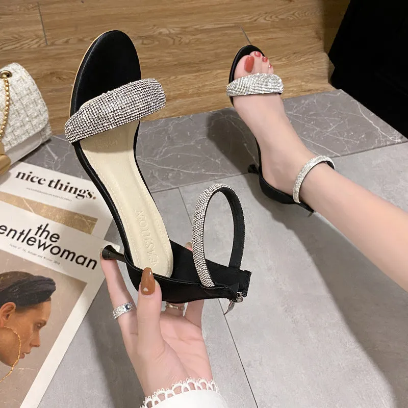 Women's Korean Fashion Sandals Round Toe High Heels