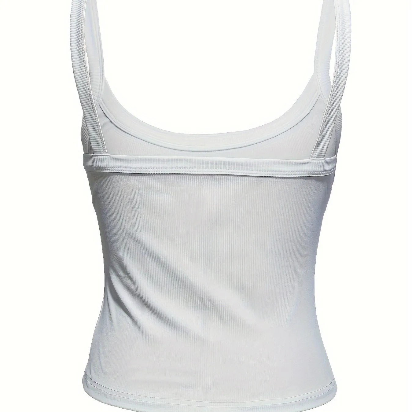 Women's Solid Color Ribbed Knitted Tight Fitting Basic Versatile Camisole Top
