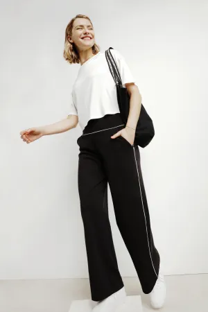 Women's stretch jersey wide-leg sports trousers Black Dim Move