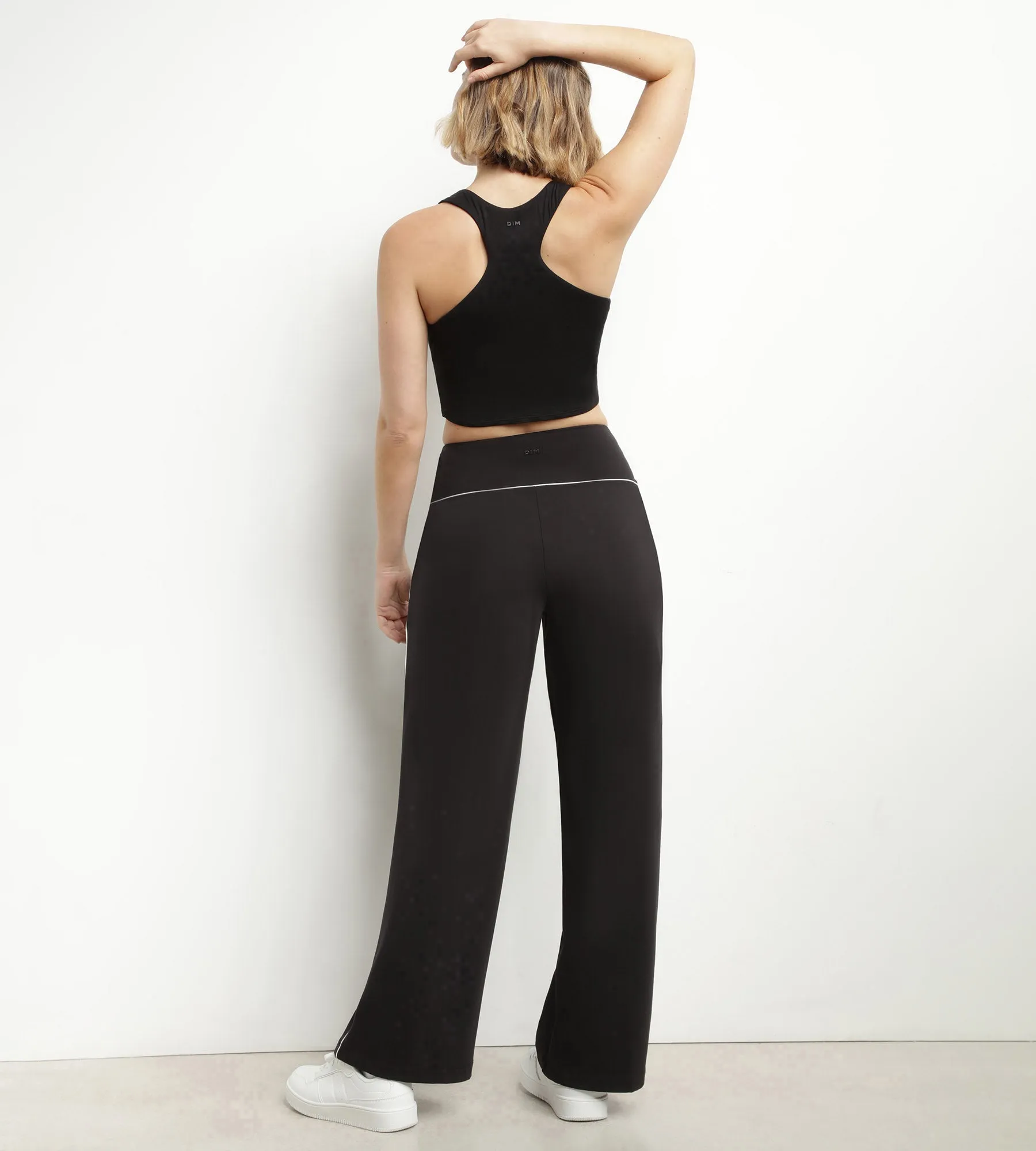Women's stretch jersey wide-leg sports trousers Black Dim Move