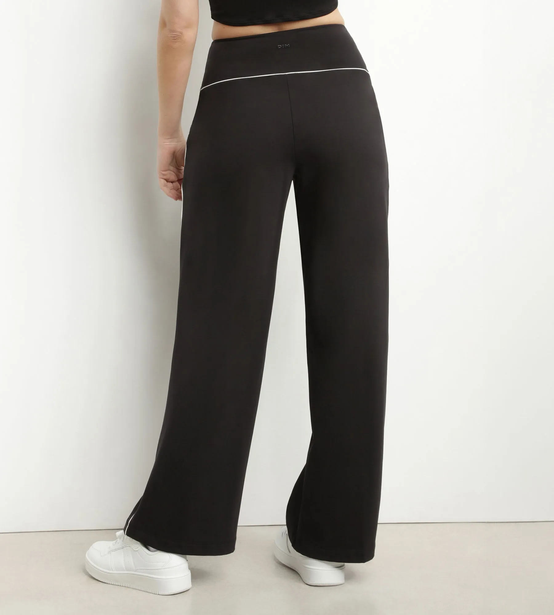Women's stretch jersey wide-leg sports trousers Black Dim Move